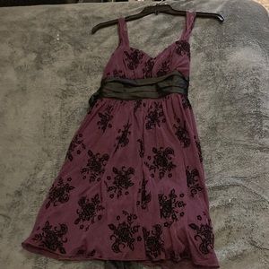 SOLD Dark Purple & Black Midi Dress